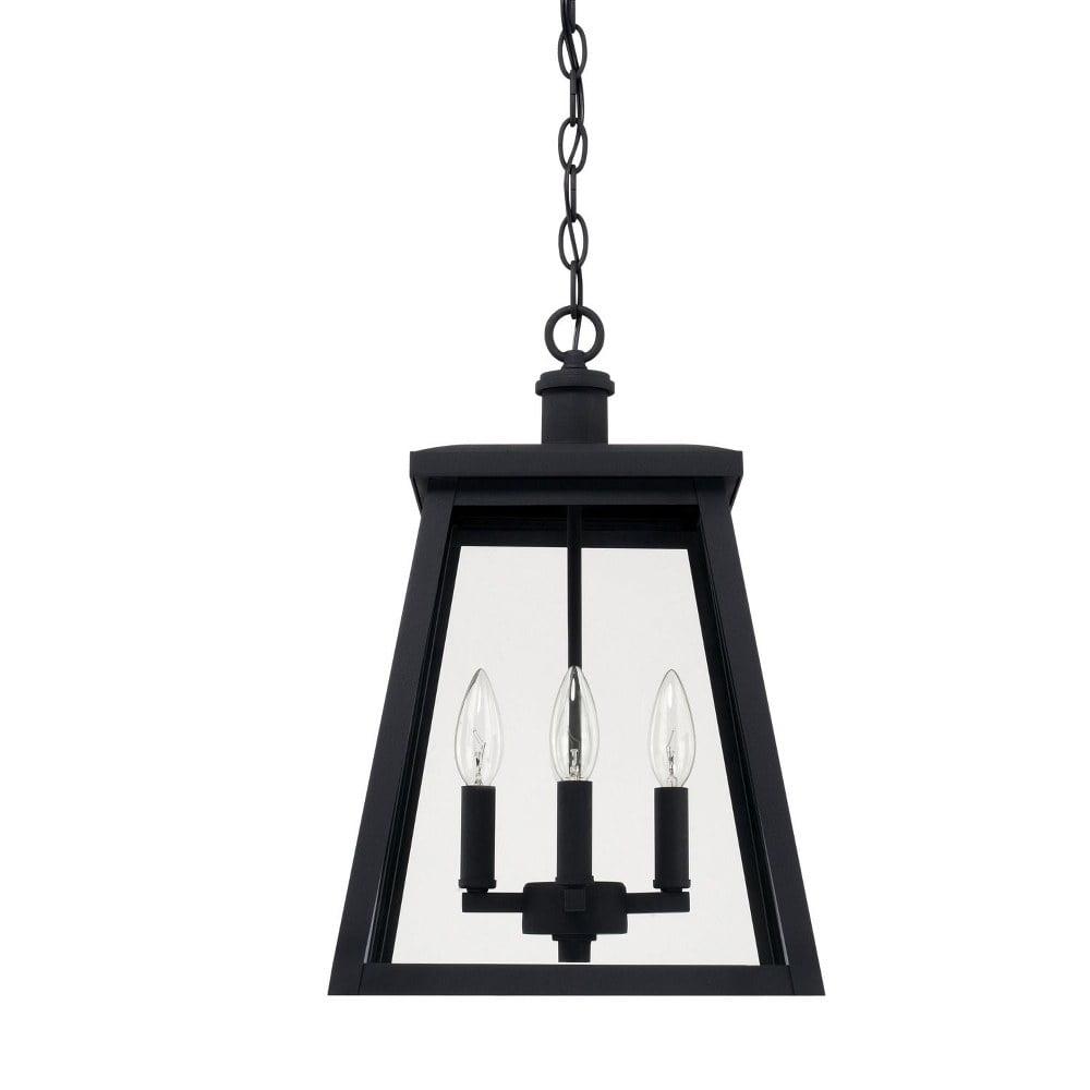 Belmore Black 4-Light Outdoor Pendant with Clear Glass