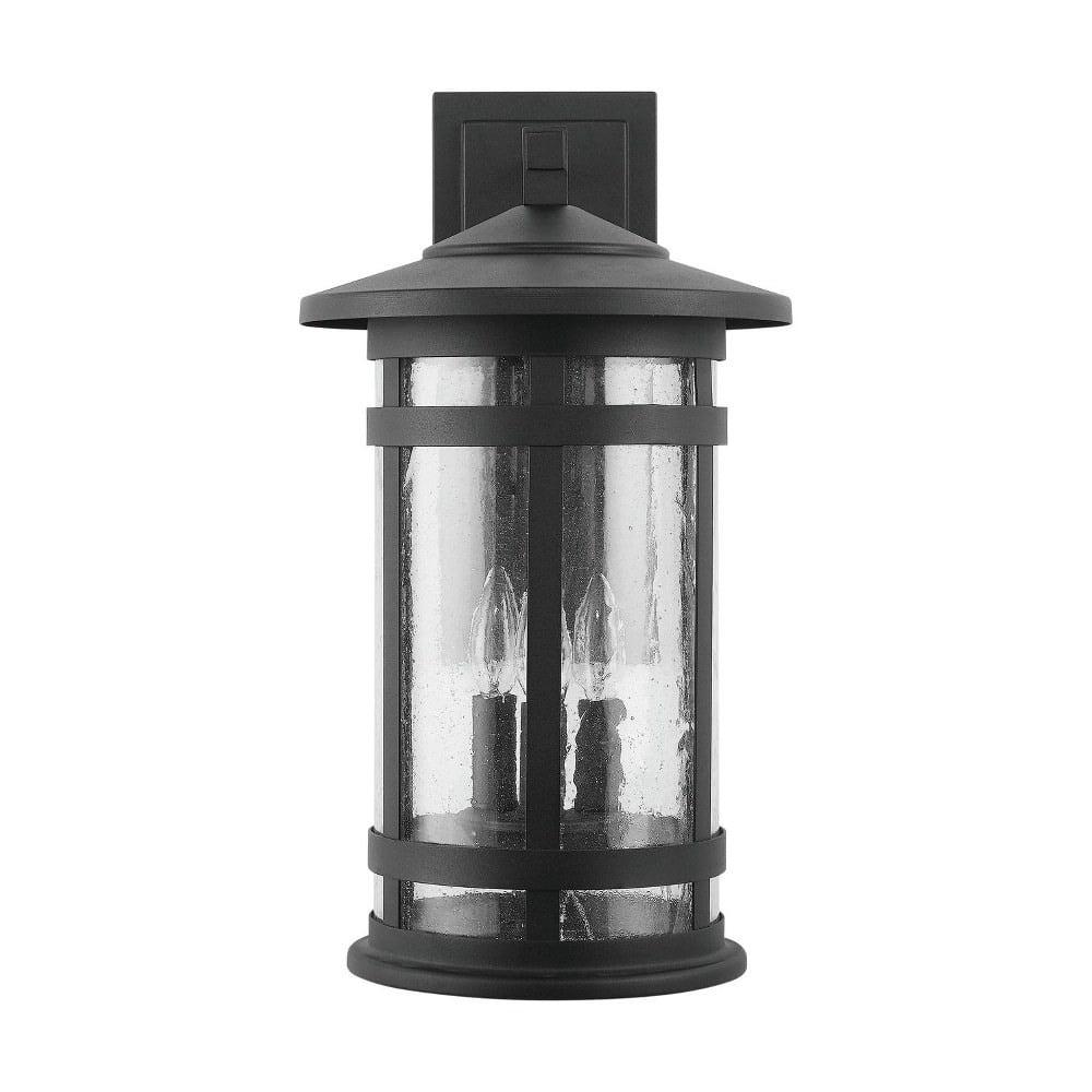 20.25" Black Bronze Outdoor Lantern with Antiqued Seeded Glass