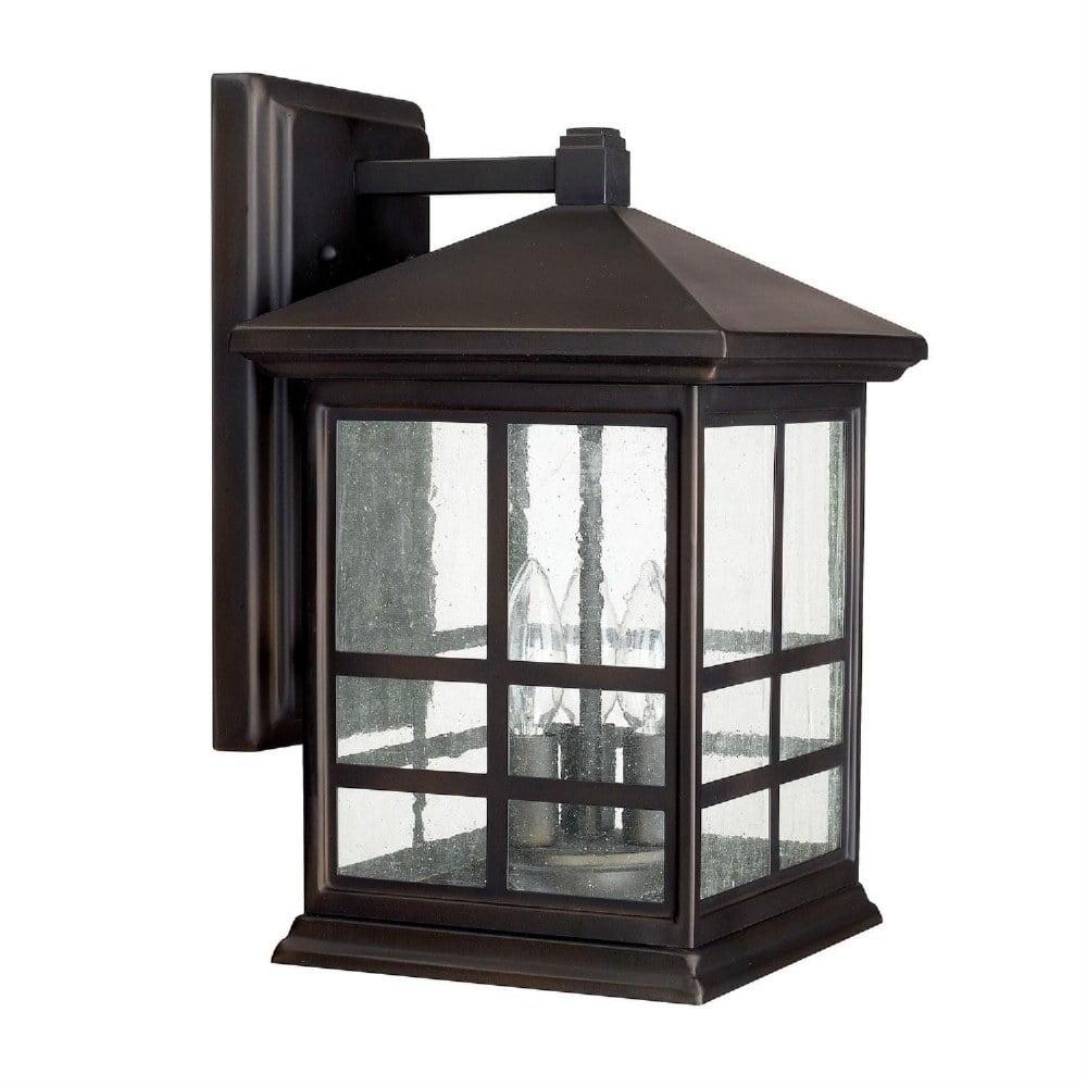 Preston Old Bronze 3-Light Outdoor Wall Lantern with Antiqued Water Glass