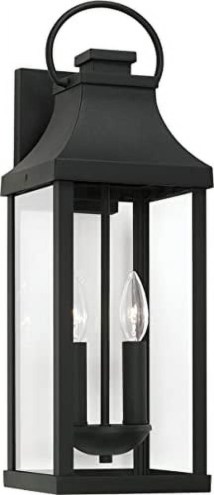 Bradford Transitional 2-Light Outdoor Wall Lantern in Black with Clear Glass