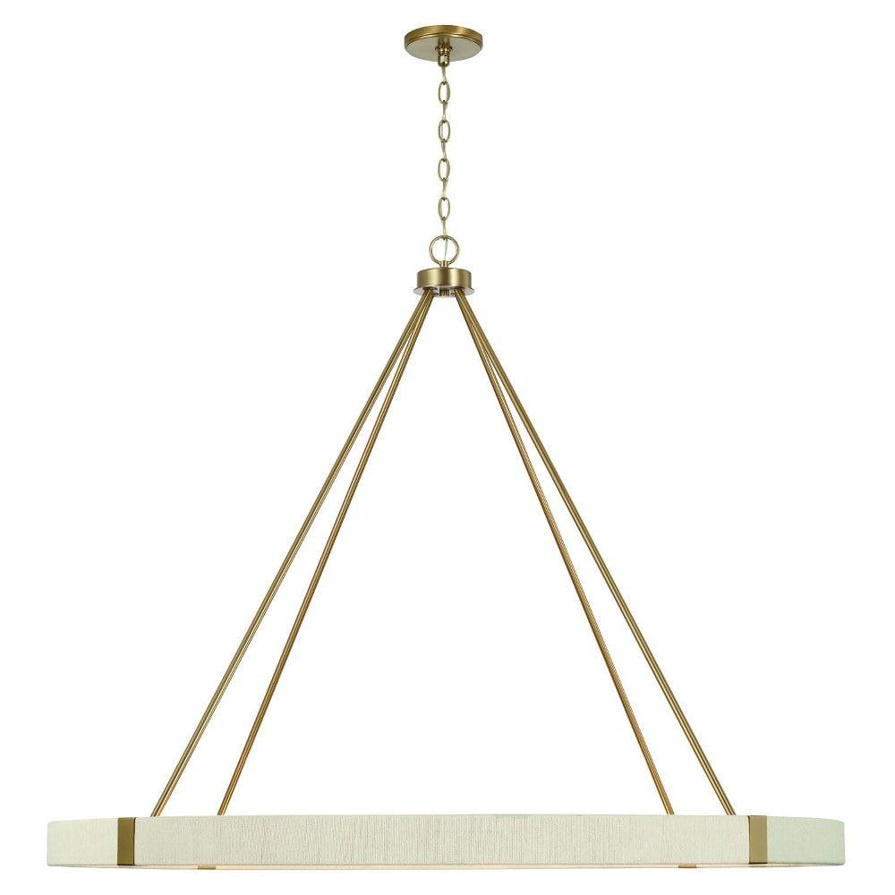 Matte Brass 12-Light Chandelier with Hand-Wrapped Rope Shade