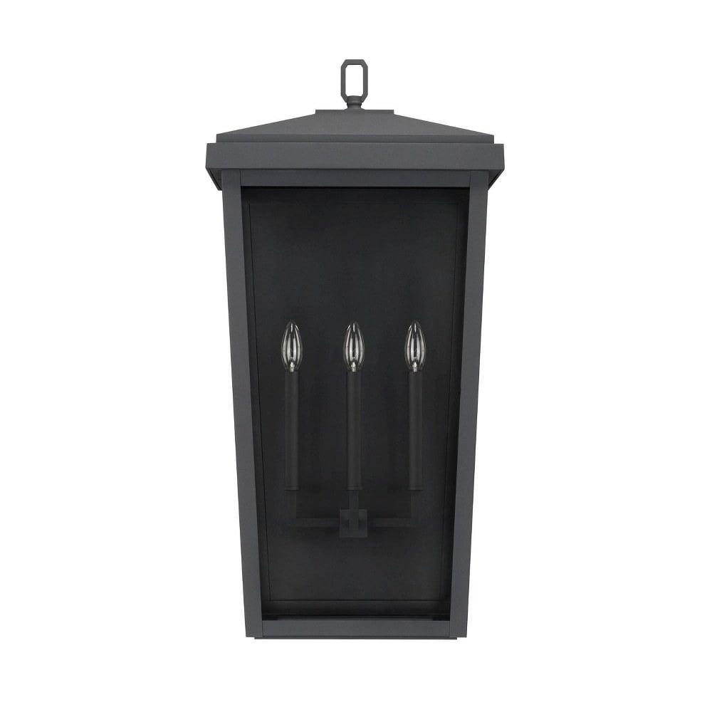 Black 3-Light Outdoor Wall Lantern with Clear Glass