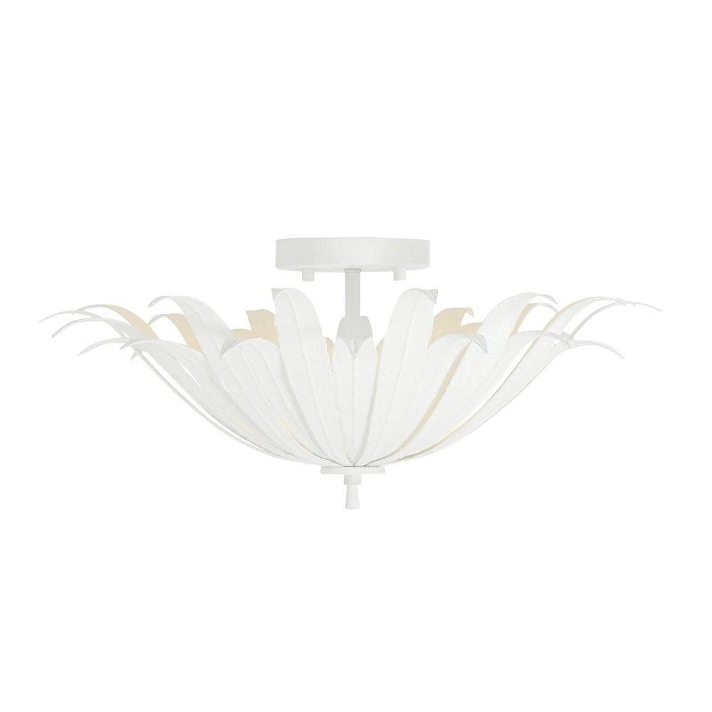 Eden Textured White 3-Light Bohemian Semi-Flush Mount