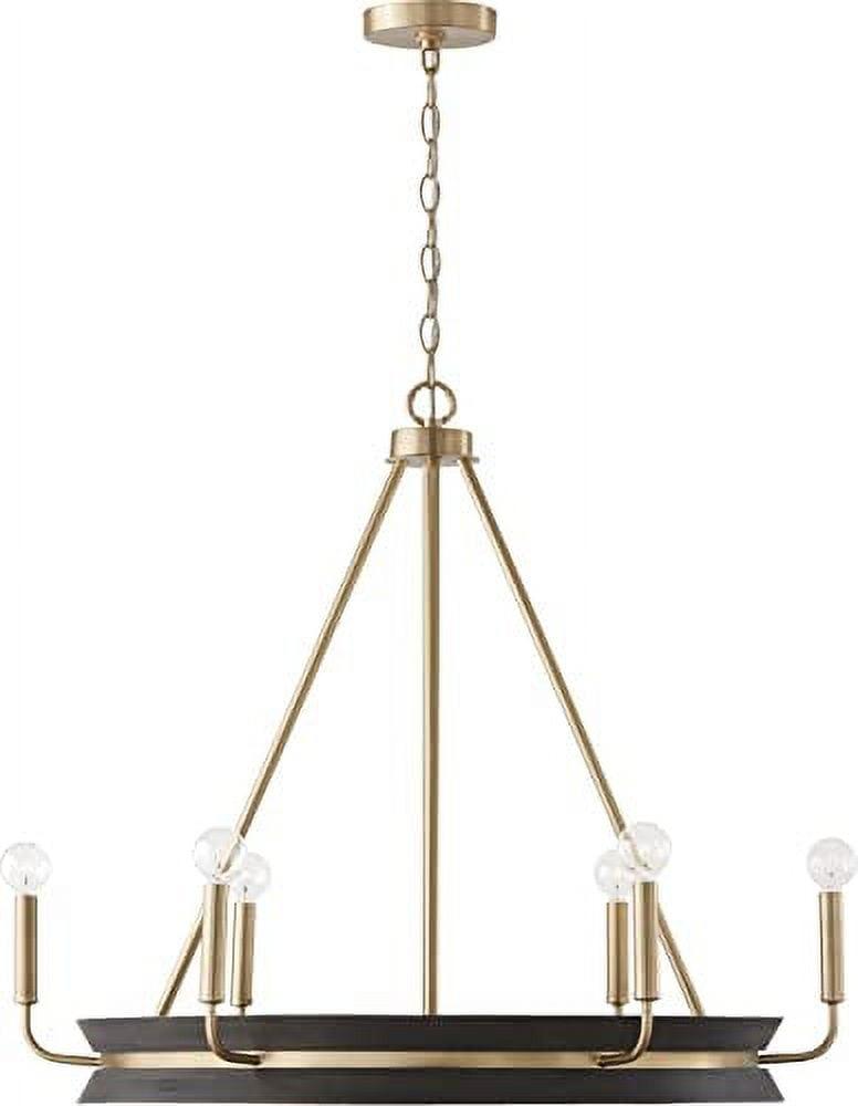 Finn Black Stain Matte Brass 6-Light Chandelier