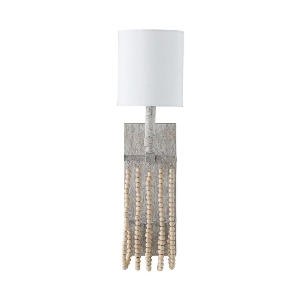 Mystic Sand Coastal Beaded 1-Light Wall Sconce with White Fabric Shade