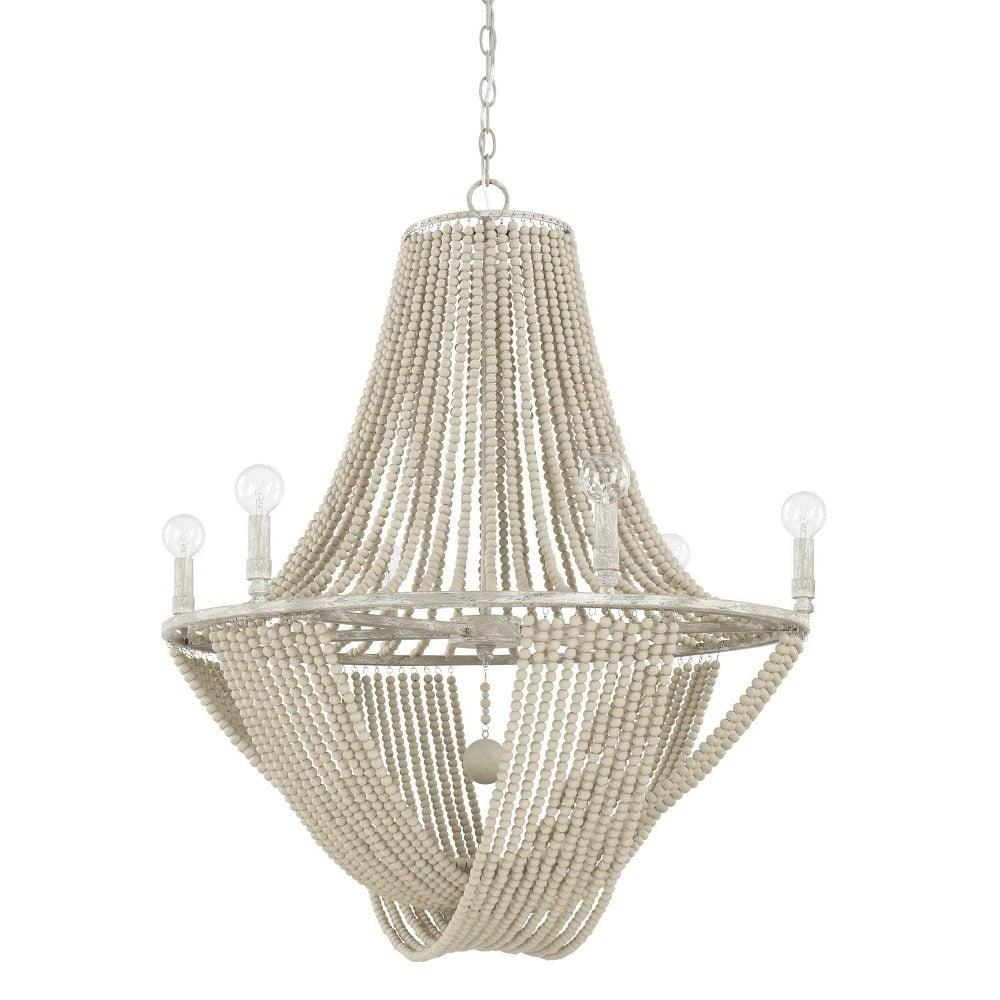 Mystic Sand Beaded 6-Light Empire Chandelier with Distressed Finish