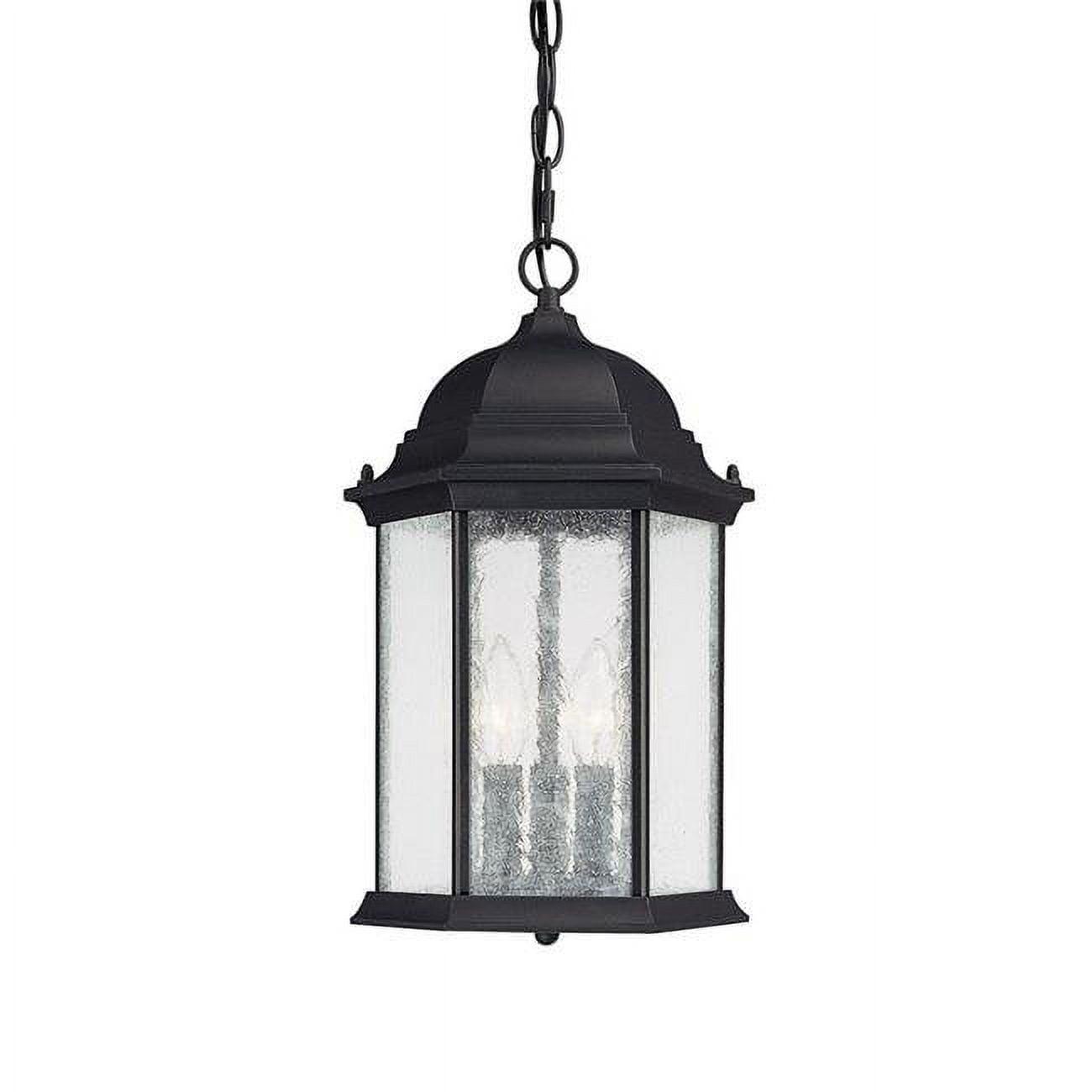 Black Antiqued Glass 3-Light Outdoor Hanging Lantern