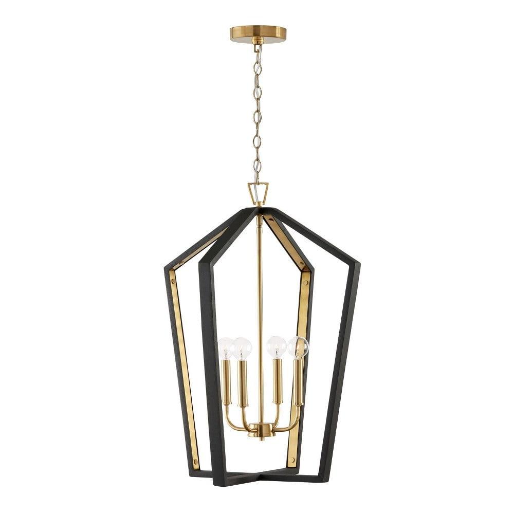 Maren Transitional 4-Light Pendant in Matte Black and Brass