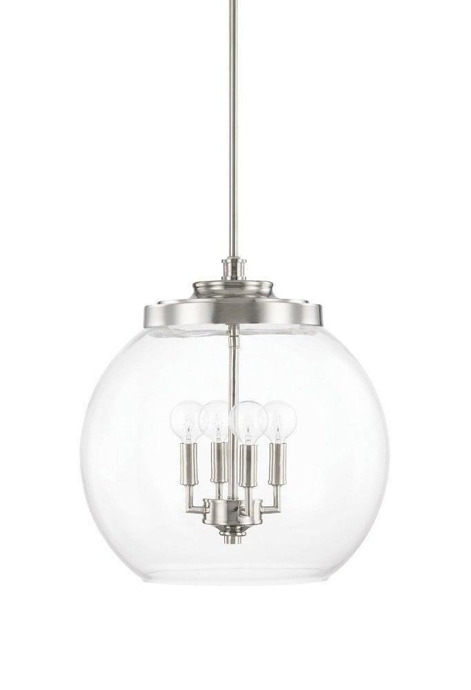 Polished Nickel Mini Globe Pendant Light with Clear Glass