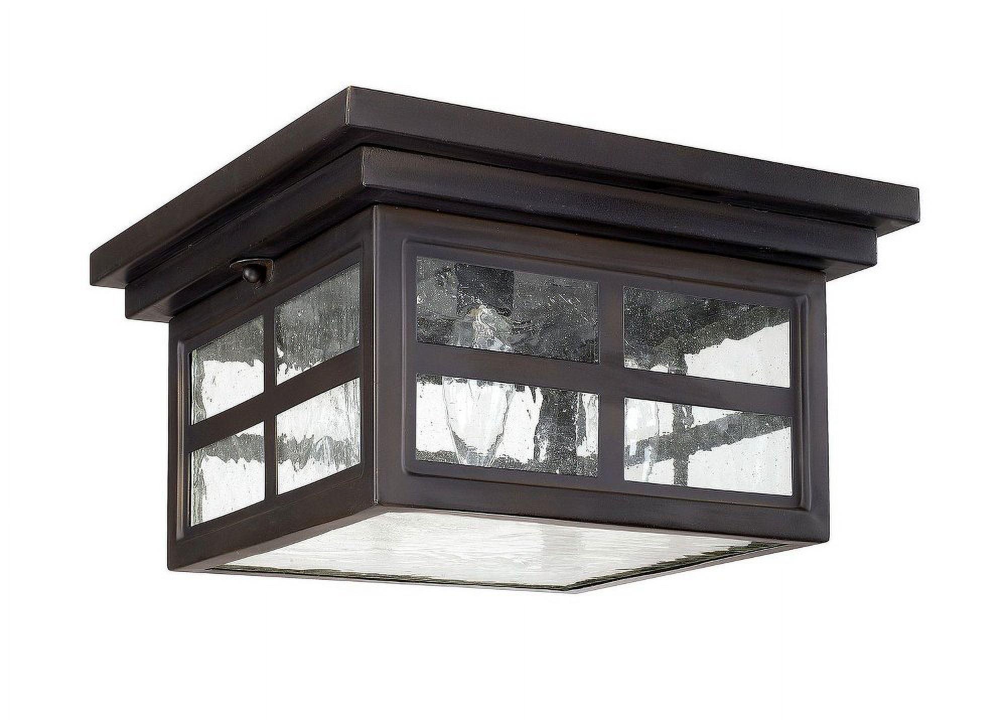 Preston 3-Light Old Bronze Outdoor Flush Mount with Antiqued Water Glass