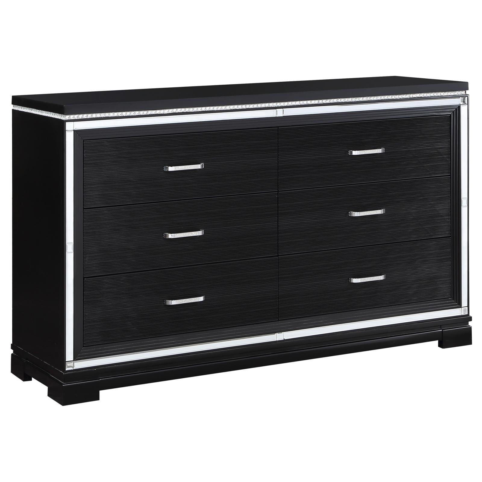 Black Double Dresser with Felt-Lined Drawers and Levelers