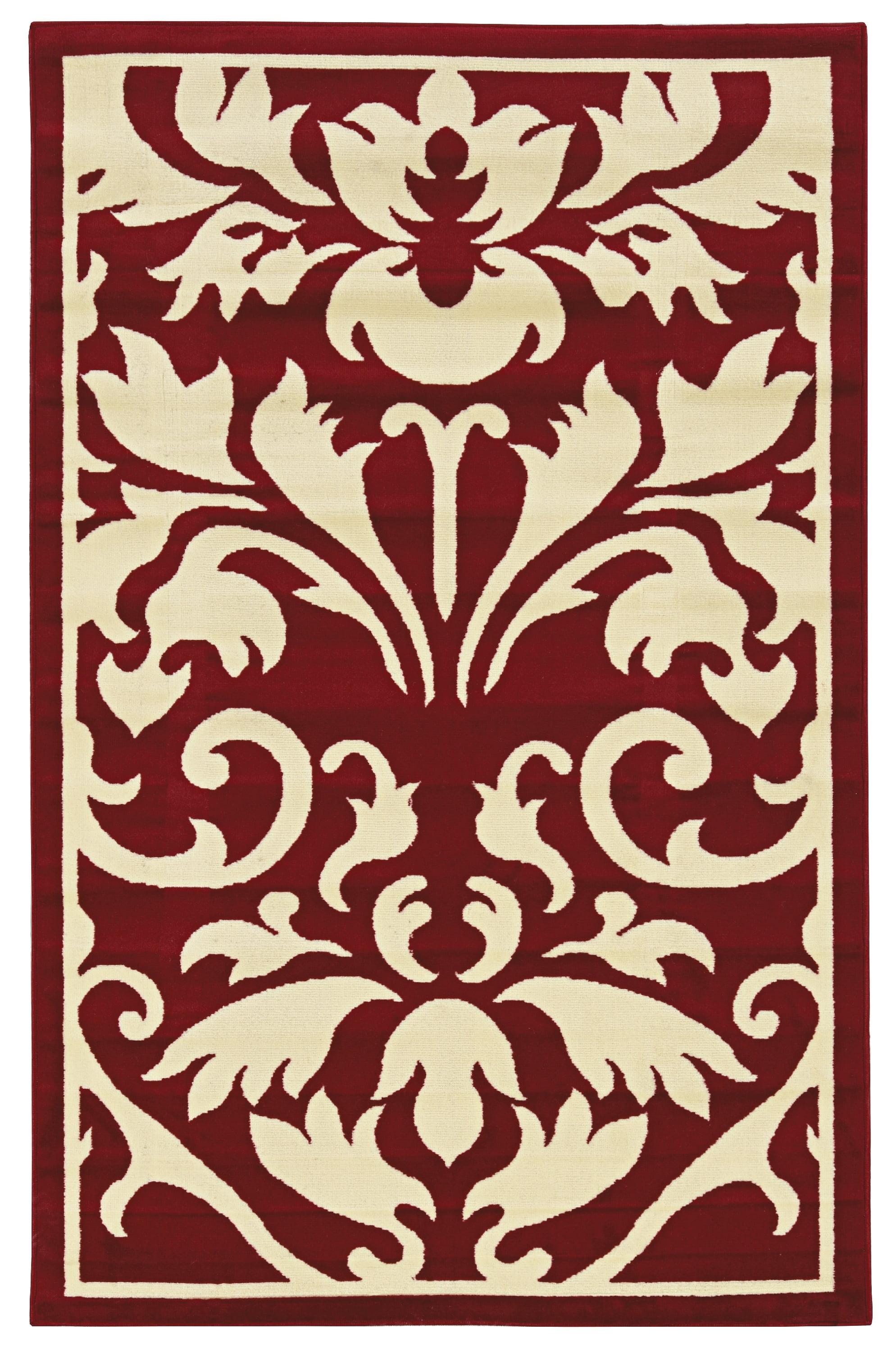 4&#39;8&#34;x7&#39;6&#34; Capri Damask Rug Red/White - Linon