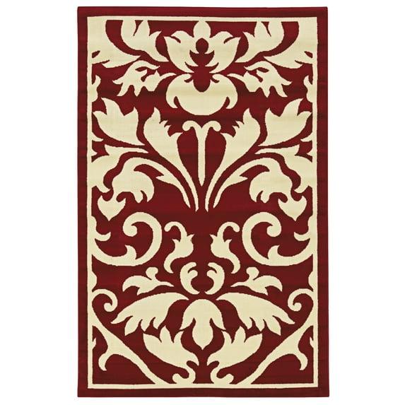 4&#39;8&#34;x7&#39;6&#34; Capri Damask Rug Red/White - Linon