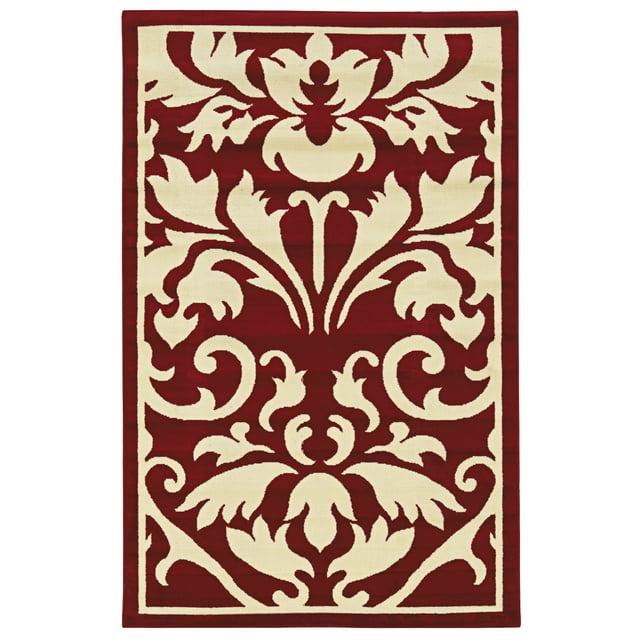 4&#39;8&#34;x7&#39;6&#34; Capri Damask Rug Red/White - Linon