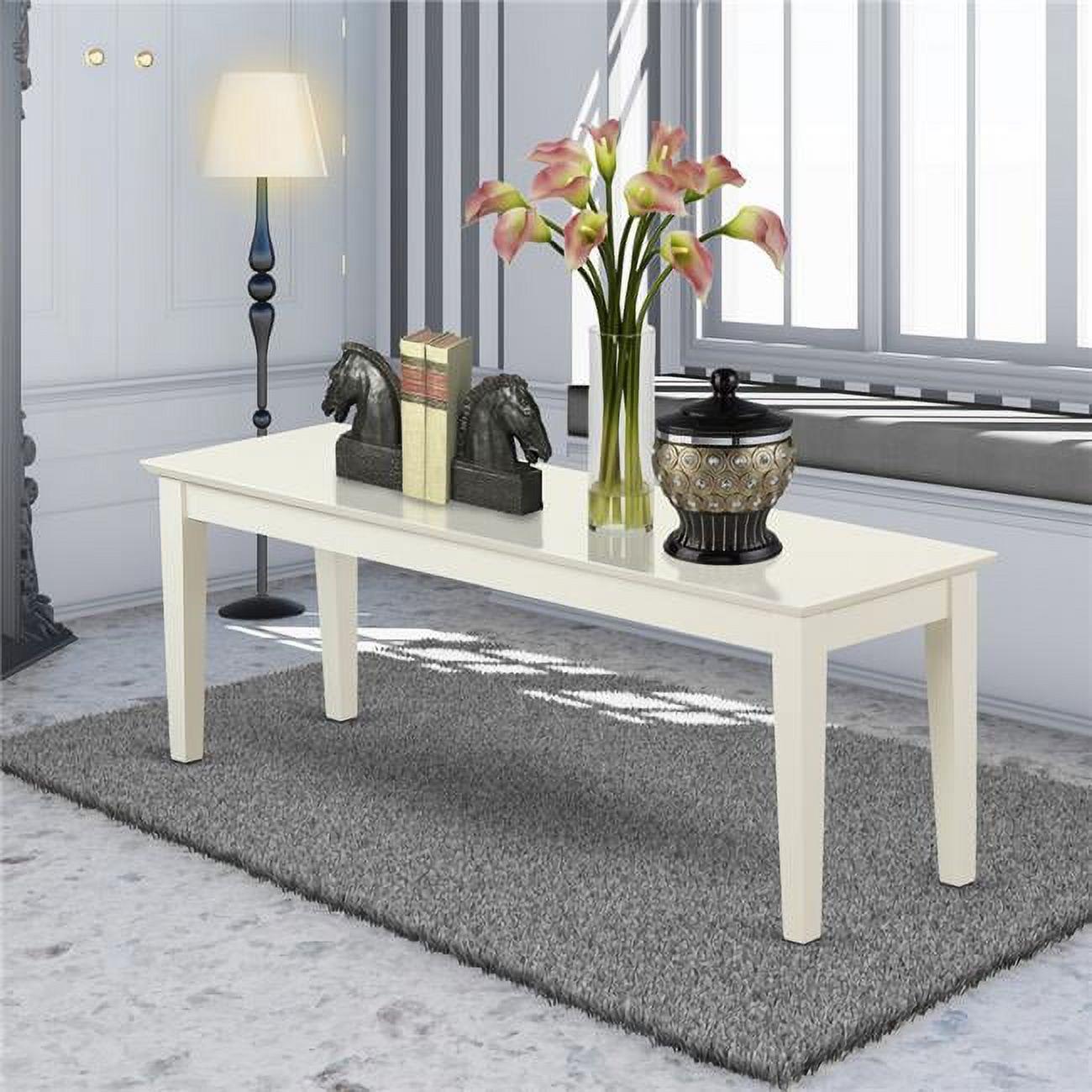 Capri Linen White Rectangle Wood Dining Bench