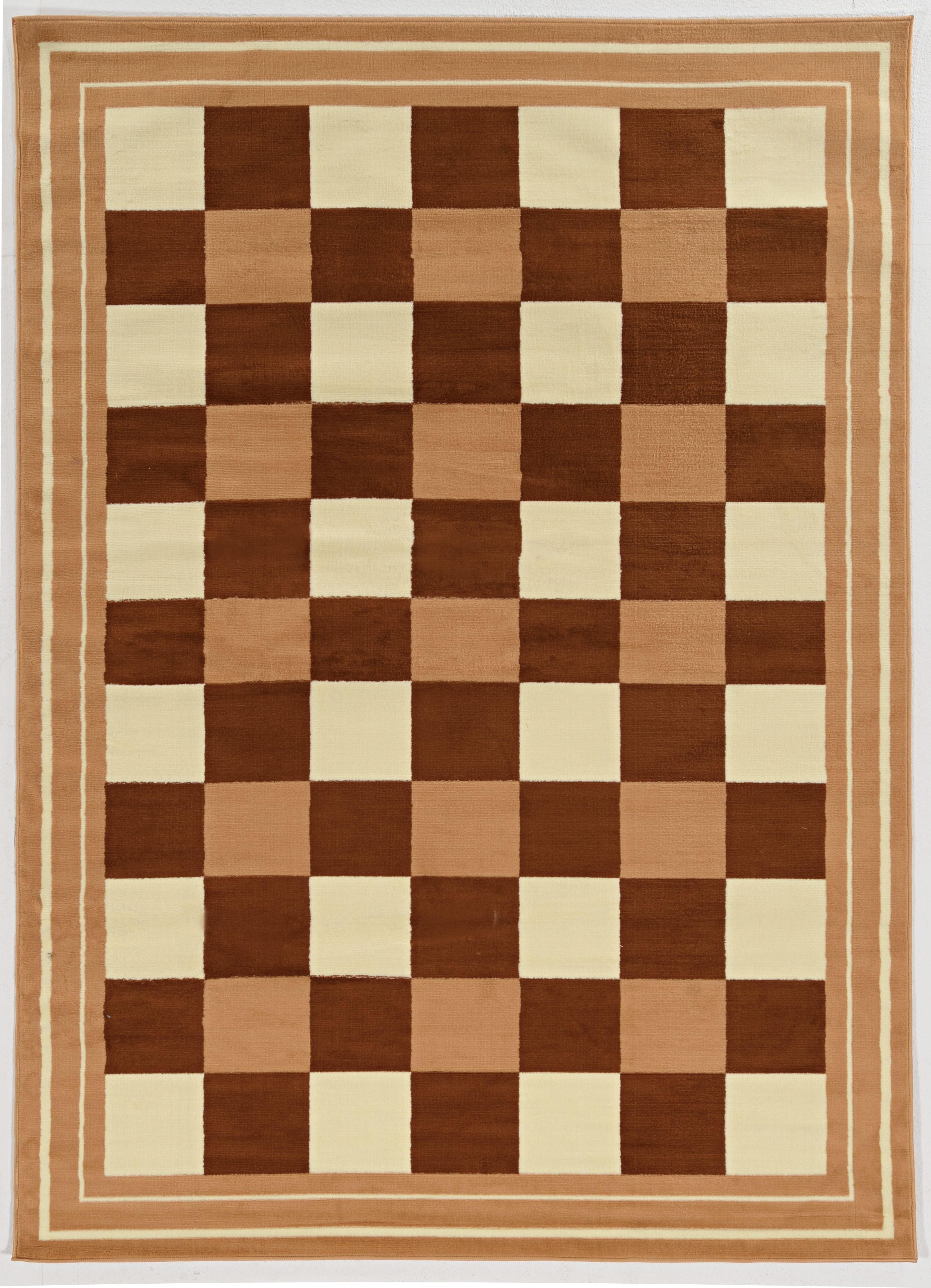 Elegant Beige Buffalo Check Tufted Rectangular Rug