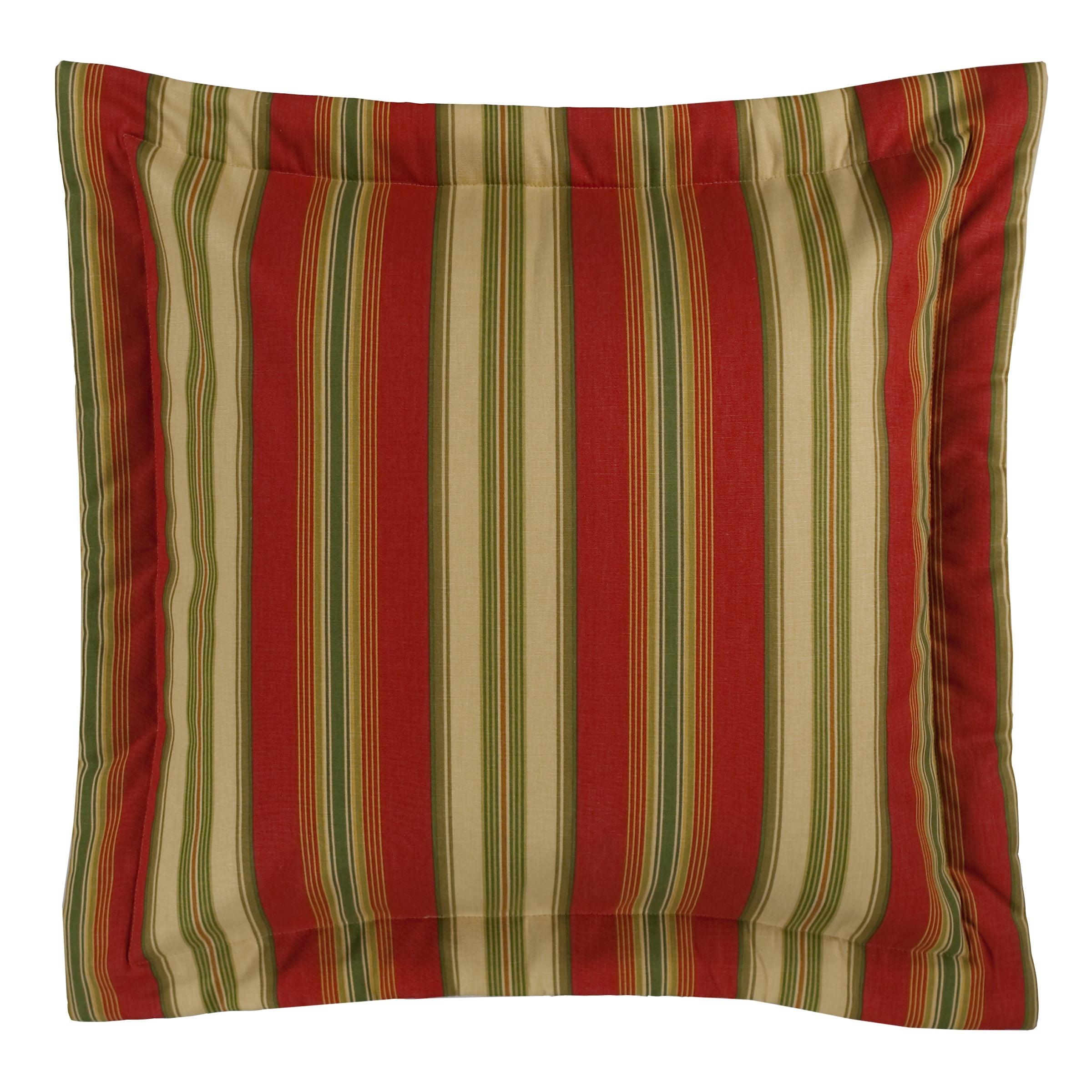 Red and Green Striped Cotton Euro Sham