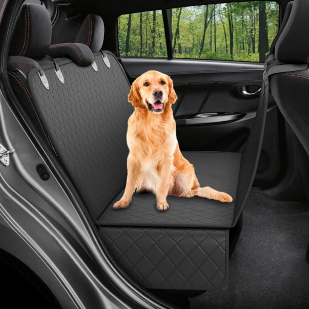 Black Waterproof Dog Car Seat Cover with Mesh Window and Pockets