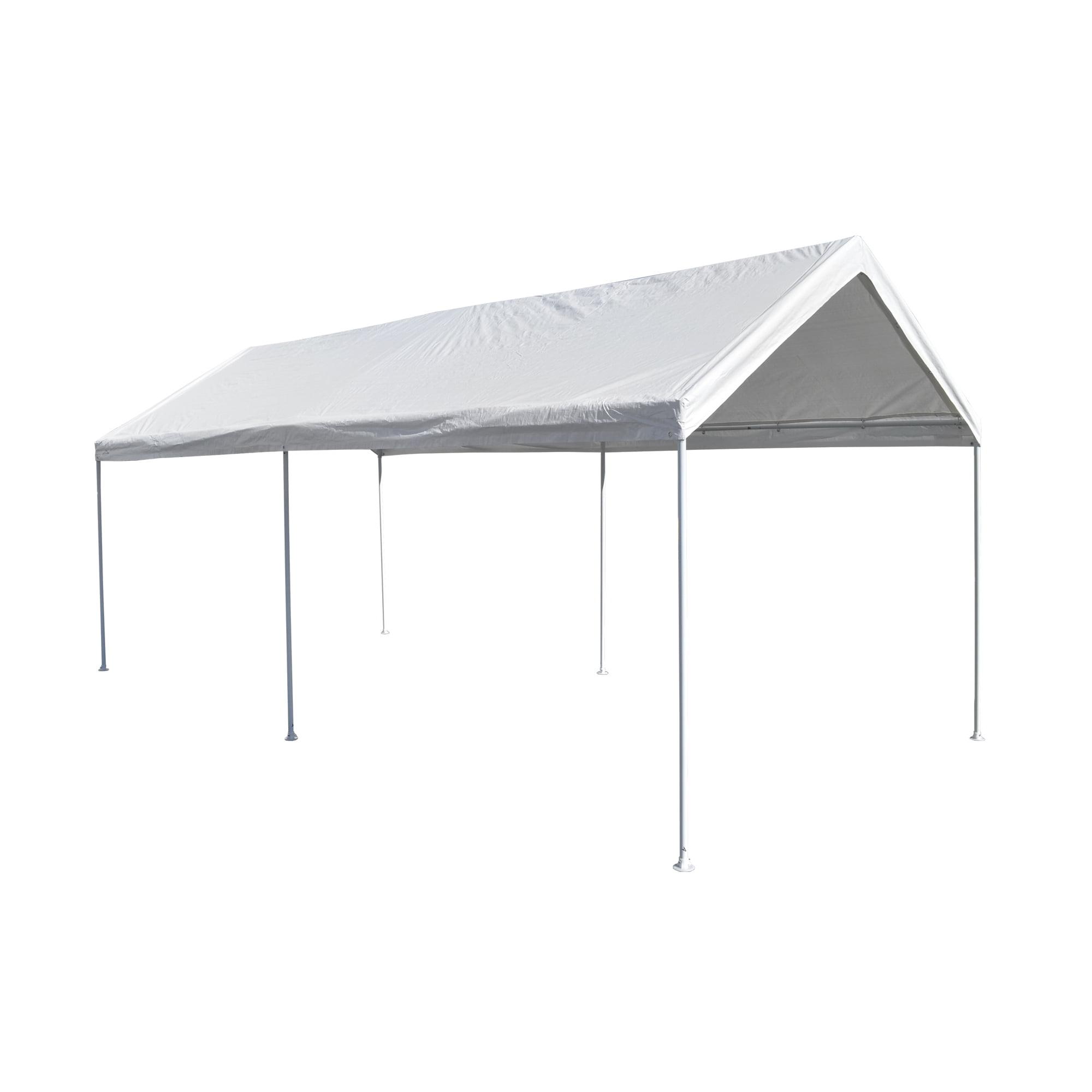 White Metal Frame 10' x 15' Carport Shelter with Fabric Roof