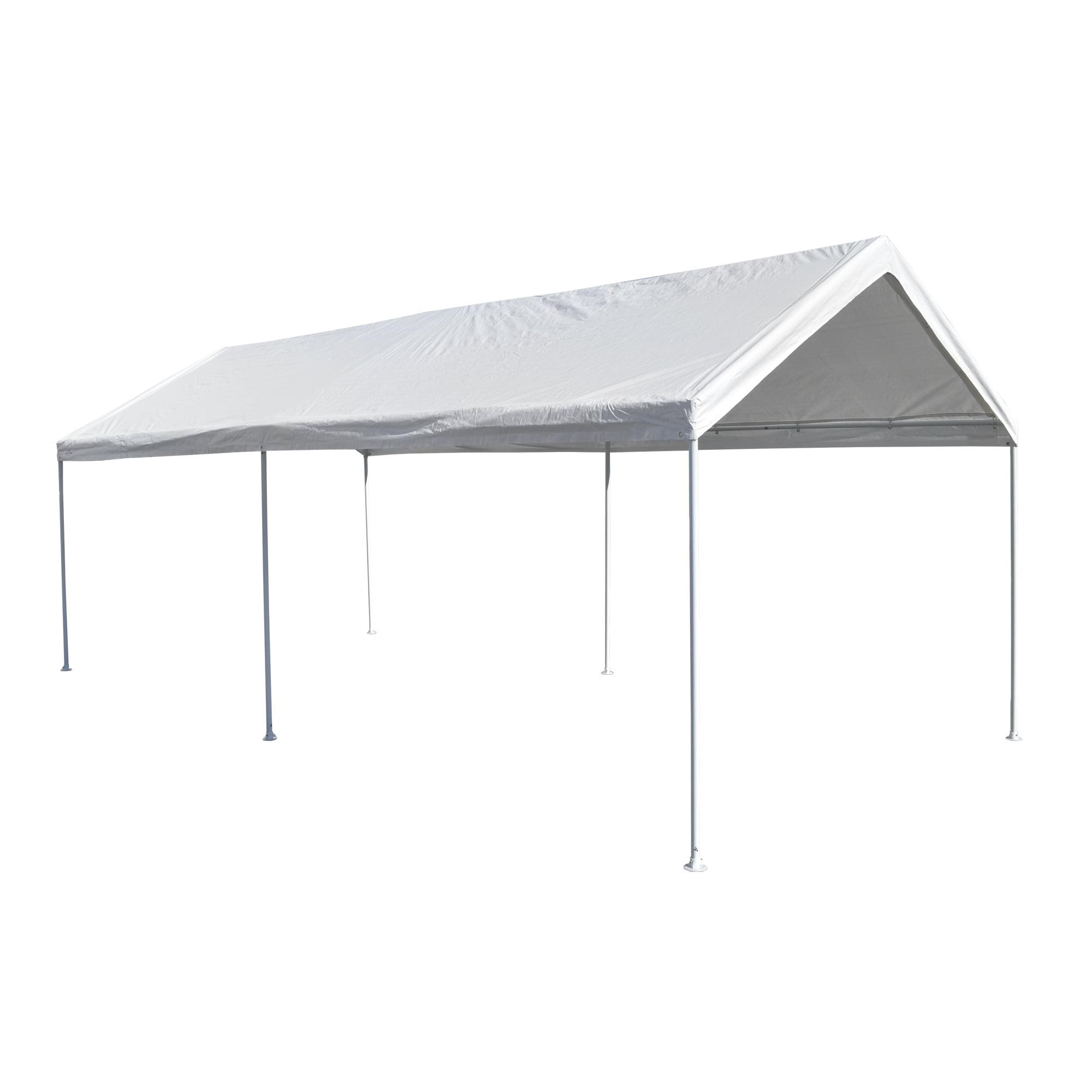 White 10' x 20' Portable Metal Frame Carport Shelter