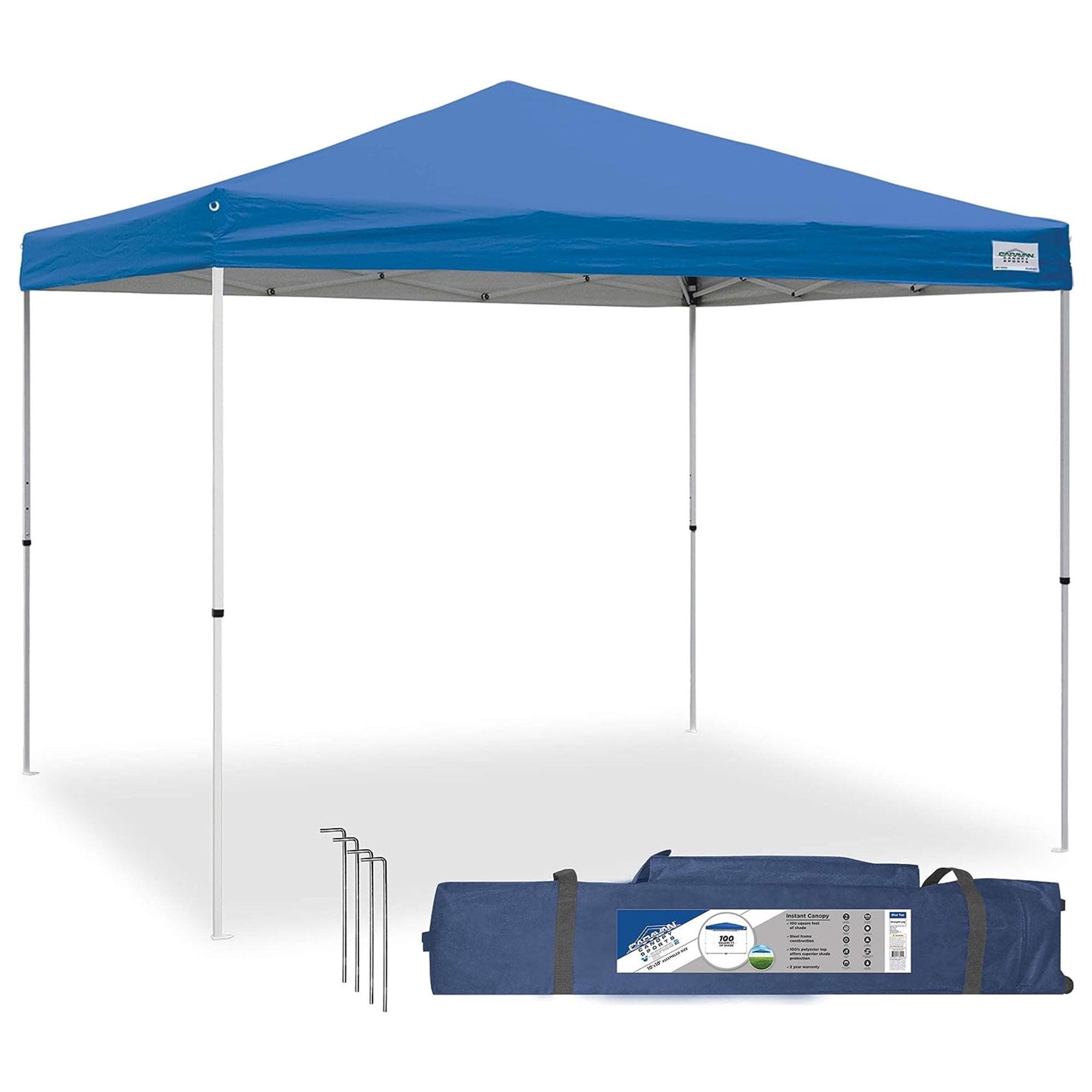 10x10 Blue Polyester Pop-Up Canopy with Steel Frame