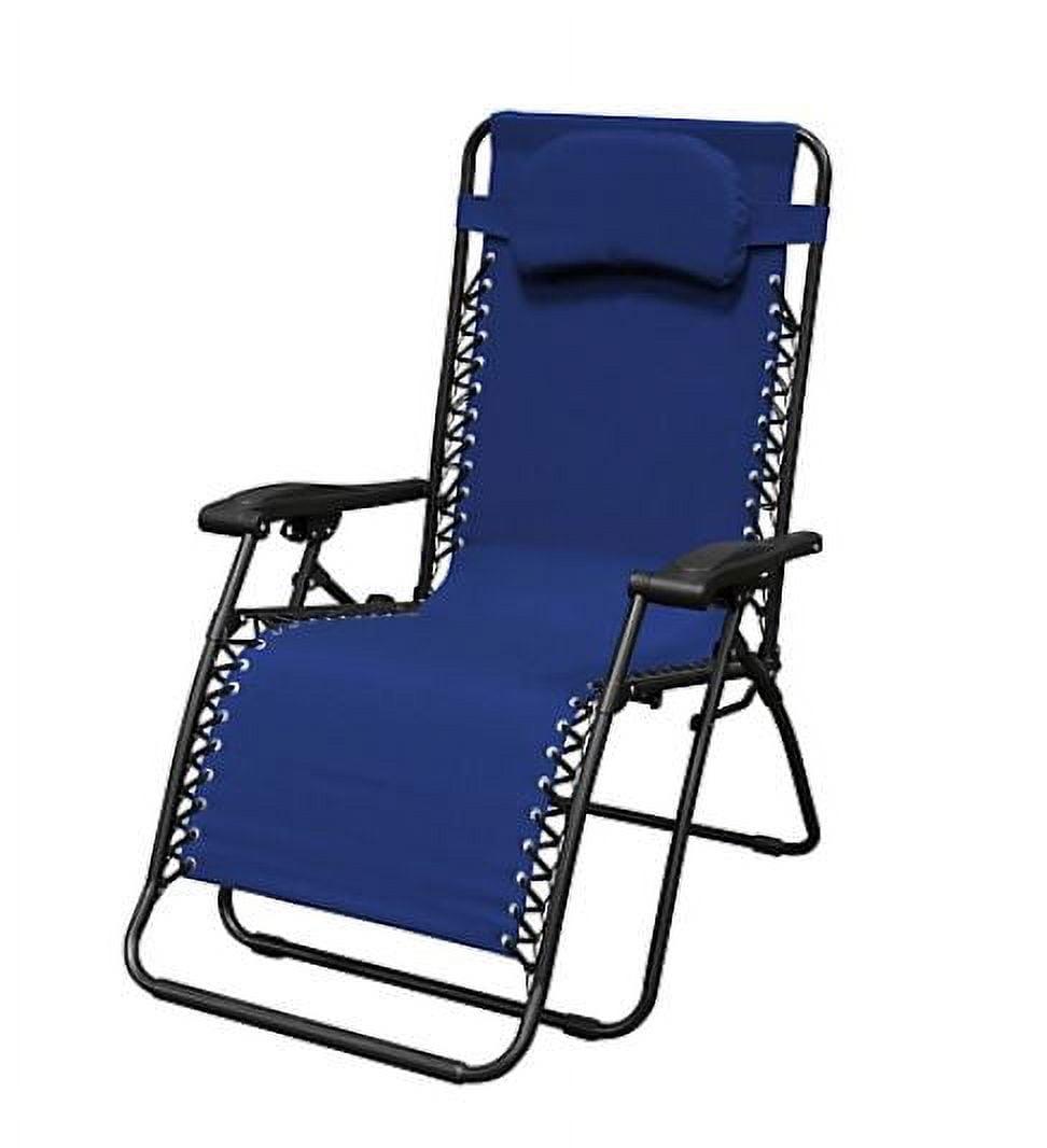 Oversized Blue Steel and Textilene Zero Gravity Lounger with Cushions