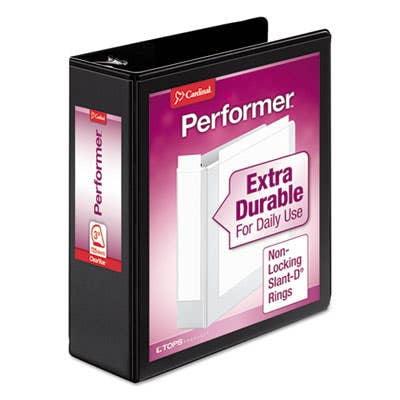 Cardinal Performer ClearVue Slant-D Ring Binder, 3 Rings, 5" Capacity, 11 x 8.5, Black