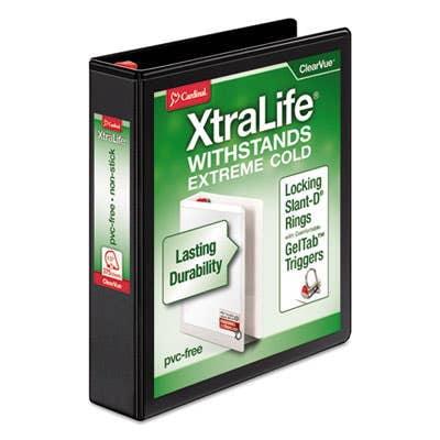 Cardinal. Xtralife Clearvue Non-stick Locking Slant-d Ring Binder, 3 Rings, 1" Capacity, 11 X 8.5, Black