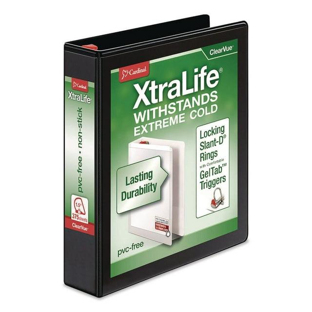 Cardinal. Xtralife Clearvue Non-stick Locking Slant-d Ring Binder, 3 Rings, 1" Capacity, 11 X 8.5, Black
