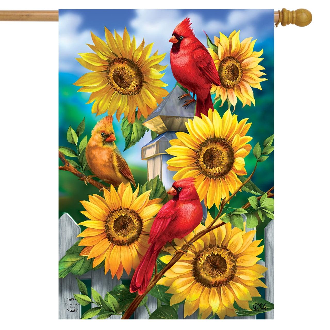 Cardinals And Sunflowers Summer House Flag Floral 28" x 40" Briarwood Lane
