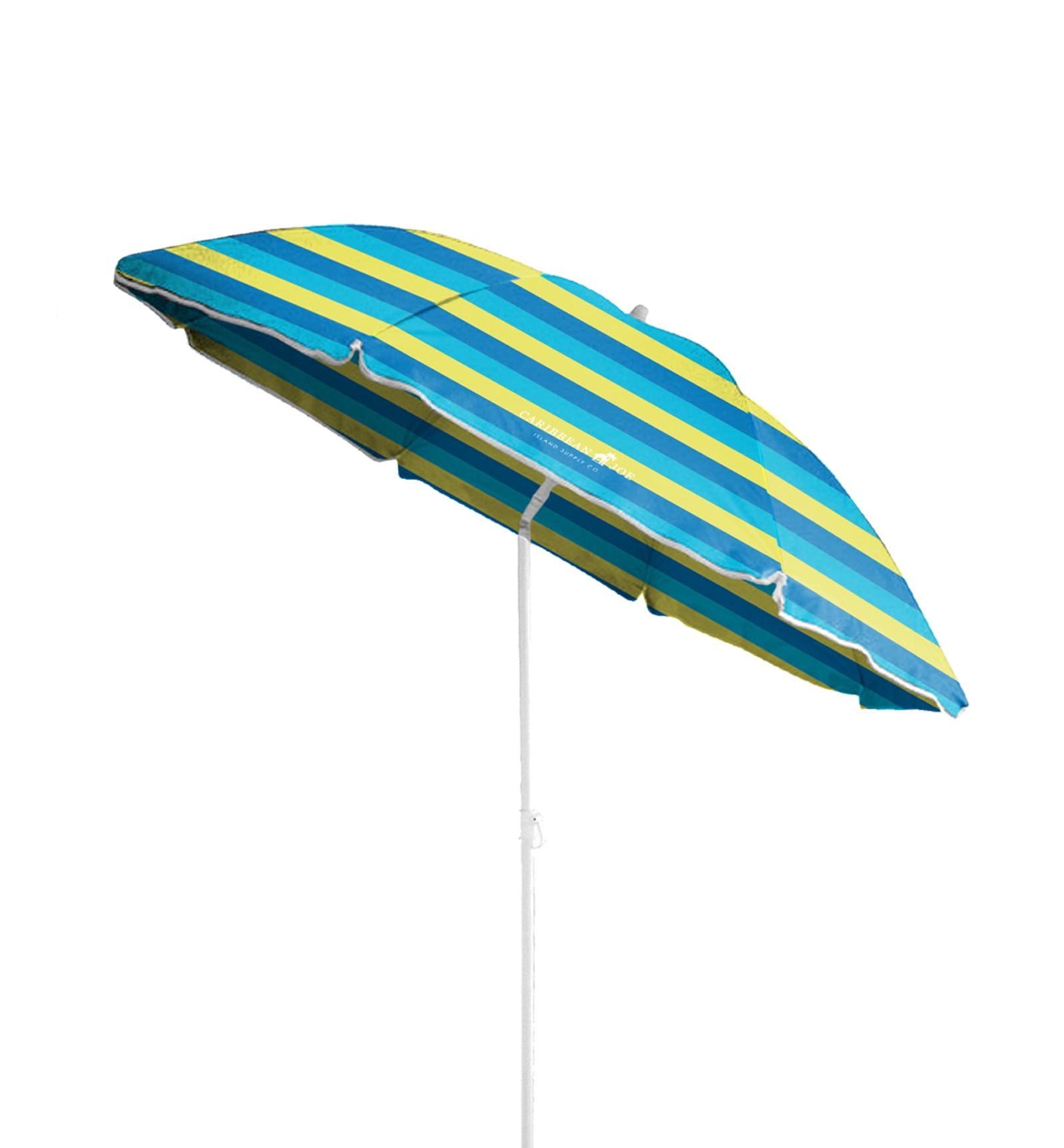 Caribbean Joe 6ft Blue and Yellow Beach Umbrella with UV Protection