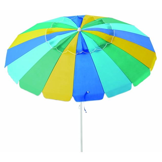 Caribbean Joe 8ft Beach Umbrella with UV Protection, Vented Canopy