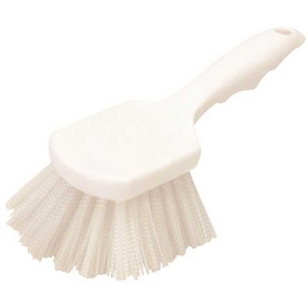 White Plastic Utility Scrub Brush with Nylon Bristles