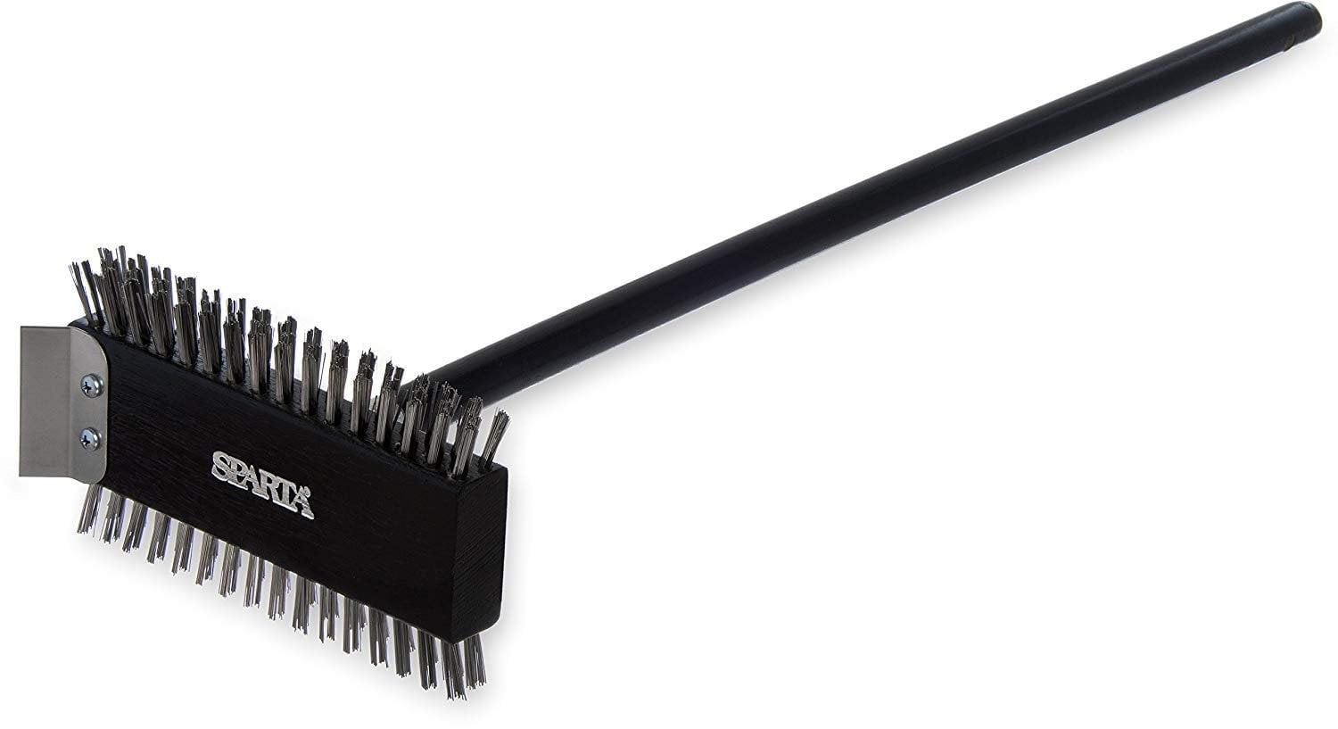 Sparta 30" Black Stainless Steel Grill Brush with Scraper