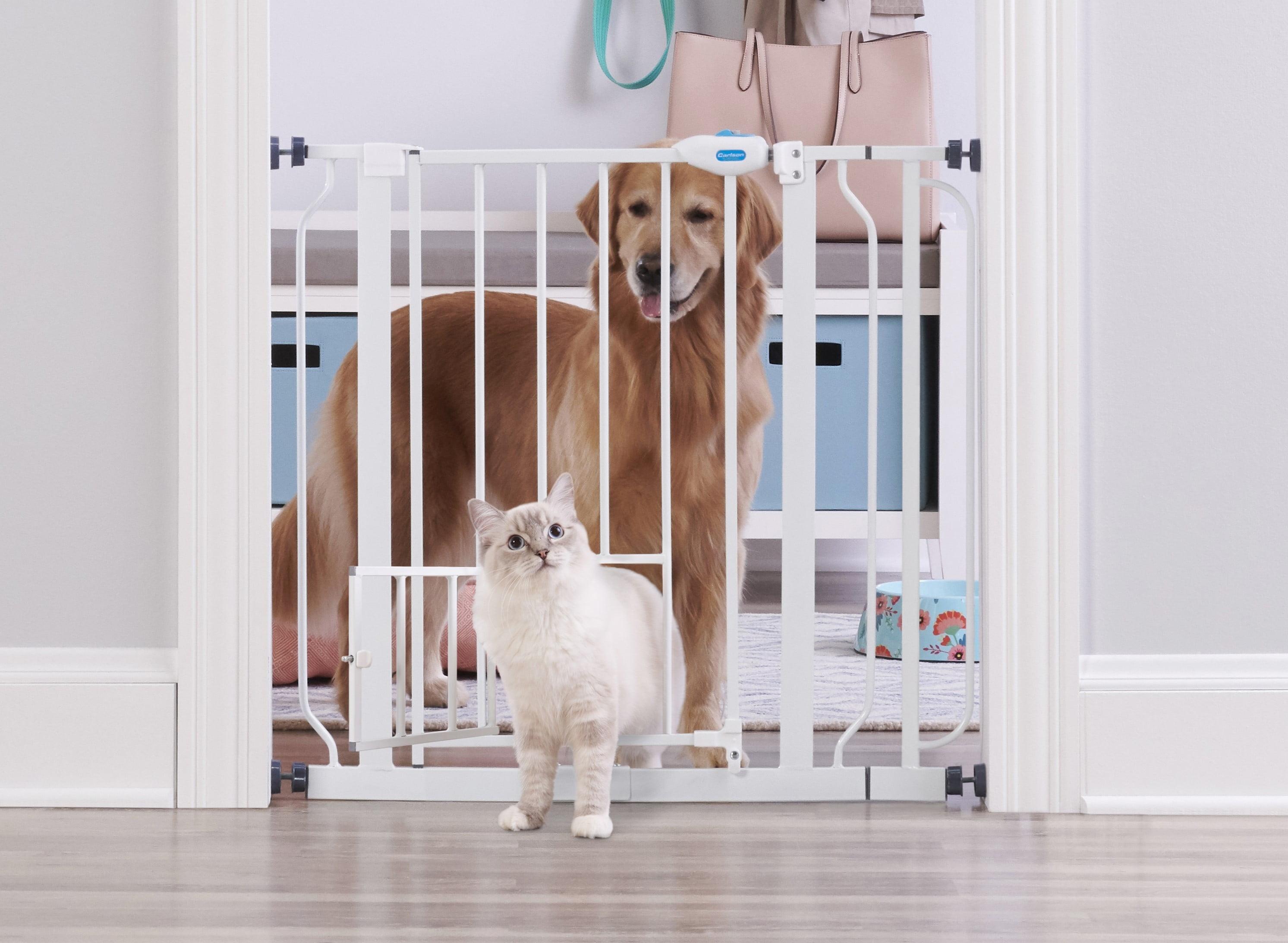 White Extra Wide Walk-Through Pet Gate with Small Door