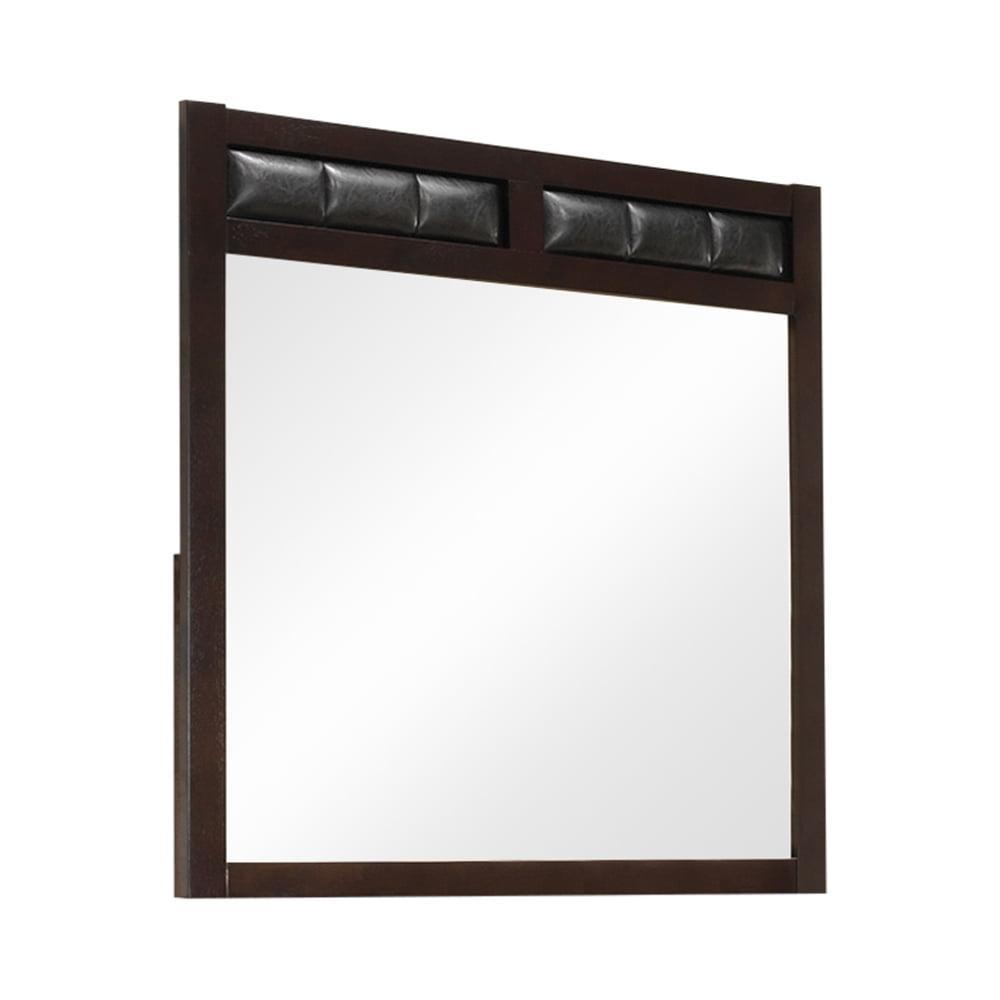 Carlton Brown Wood and Leather Square Mirror