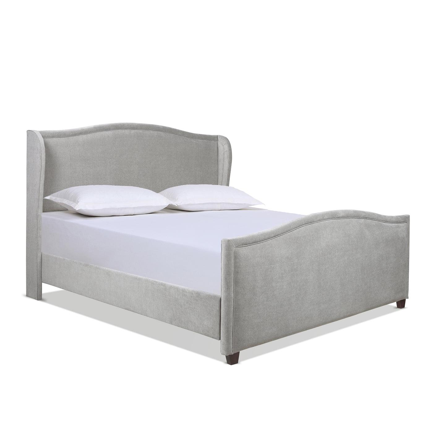 Carmen King Silver Grey Upholstered Pine Bed Frame