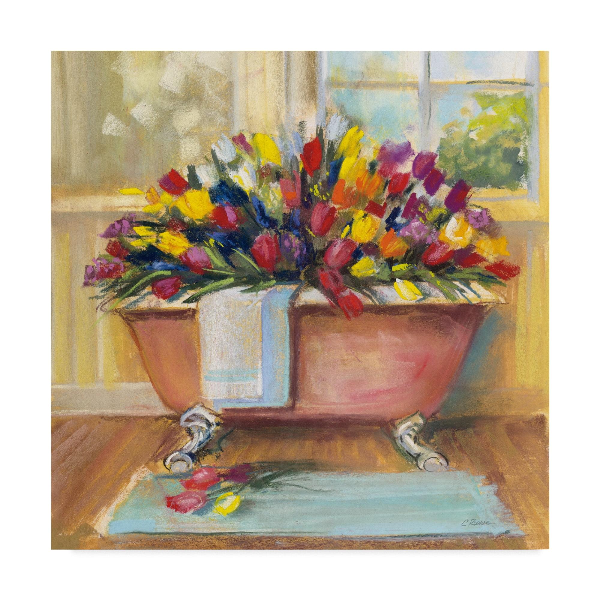 Carol Rowan Floral Bathtub Bouquet Canvas Art