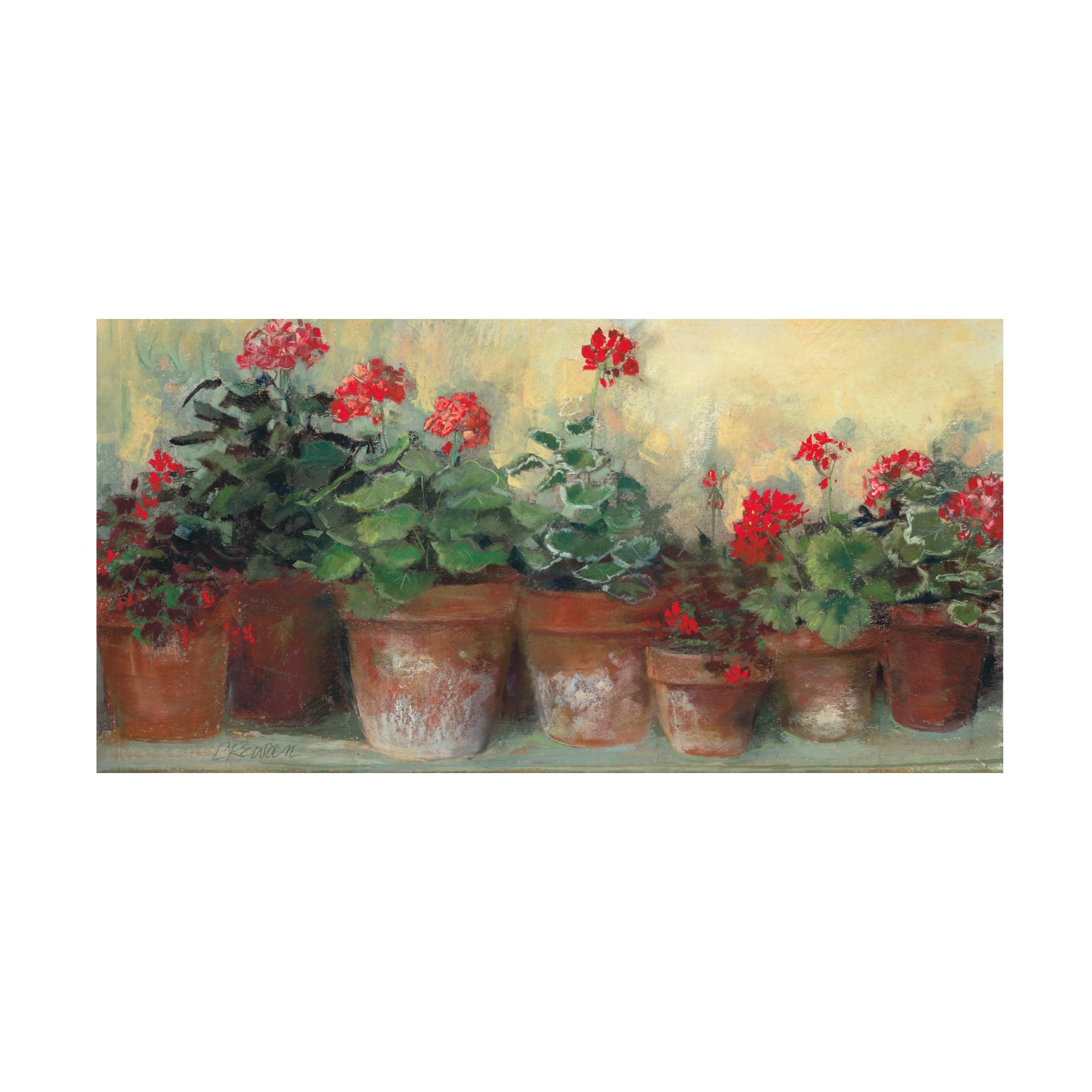 Kathleen's Geraniums Red Floral Canvas Print with Frame