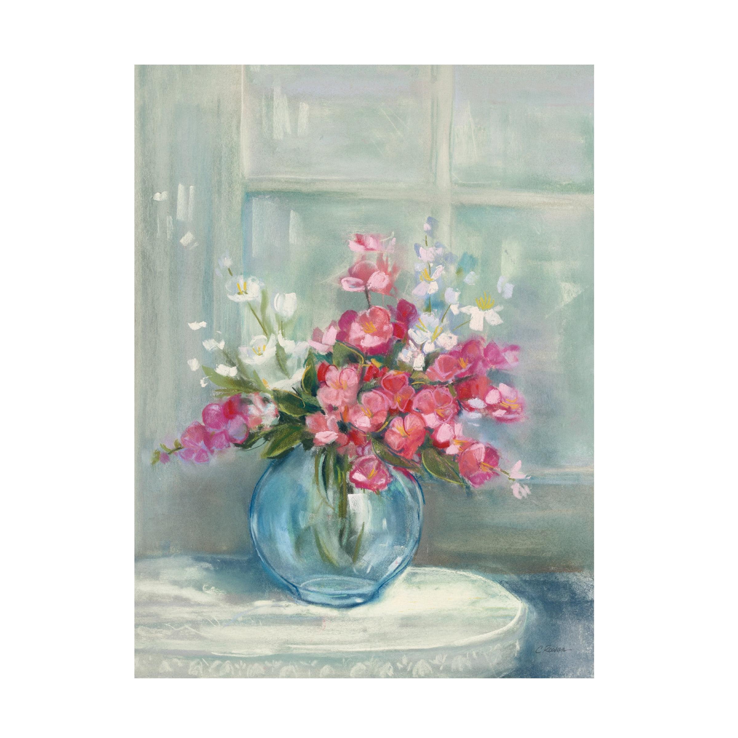 Spring Bouquet Floral Canvas Print in Blue and Pink