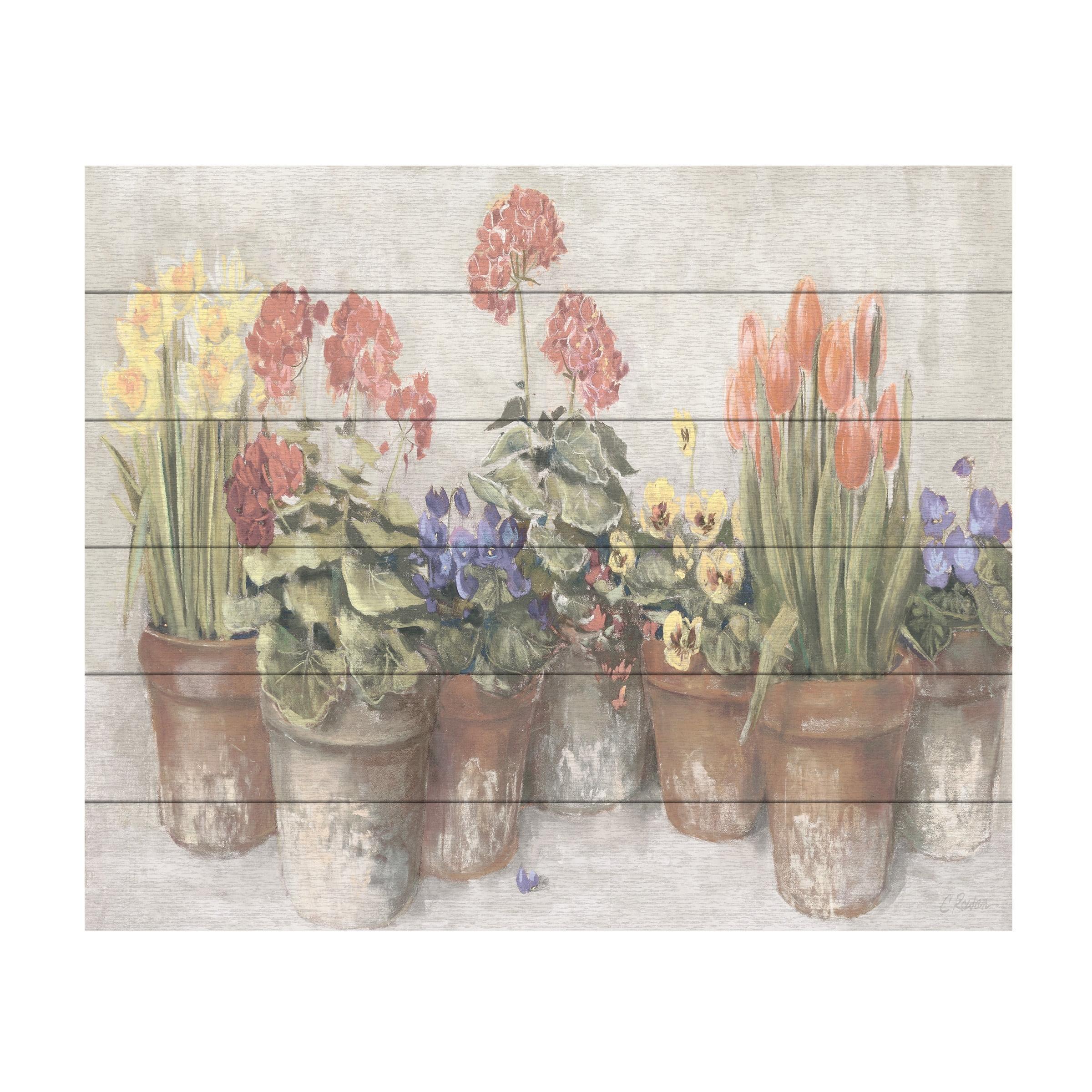 Trademark Fine Art " Spring In The Greenhouse Neutral " by Carol Rowan Painting Print