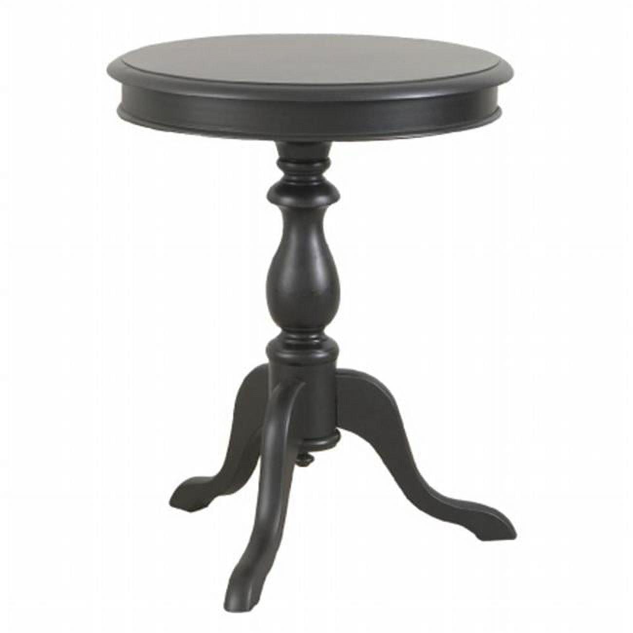 Antique Black Round Wood Pedestal Side Table