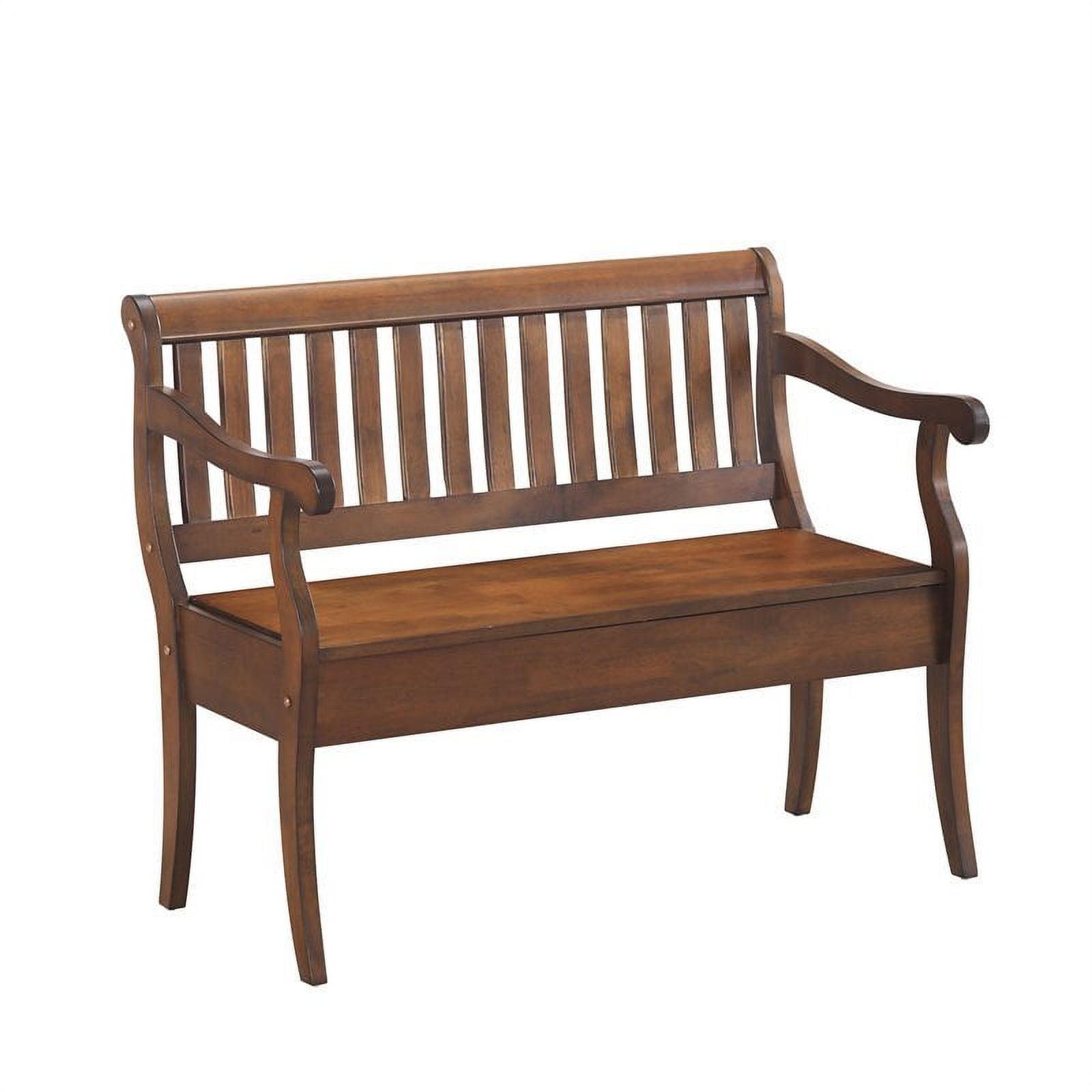 Veranda Elm Wood Storage Bench with Slatted Back