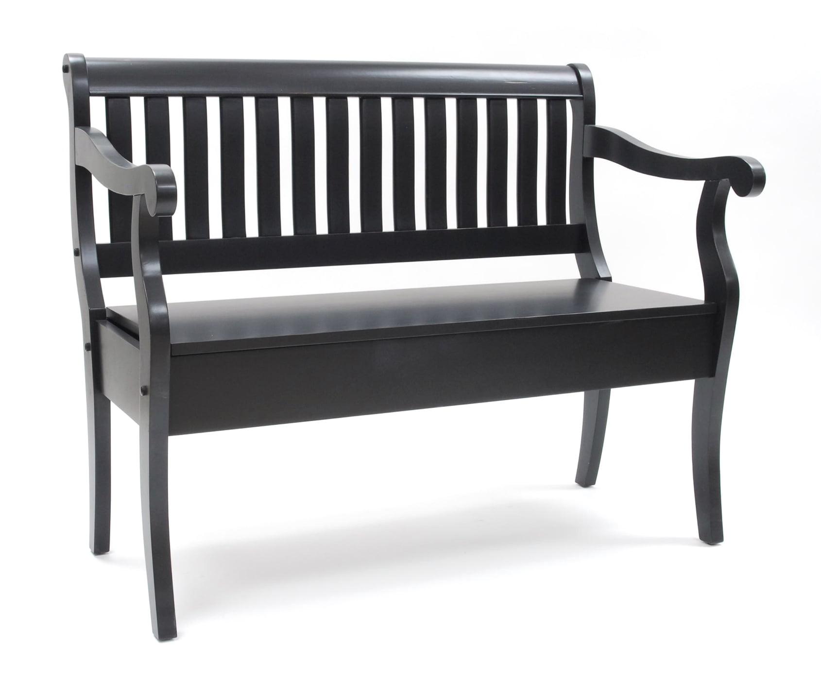 Carolina Living Martha Storage Bench Antique Black: Hardwood, Unupholstered, 2-Person Seating