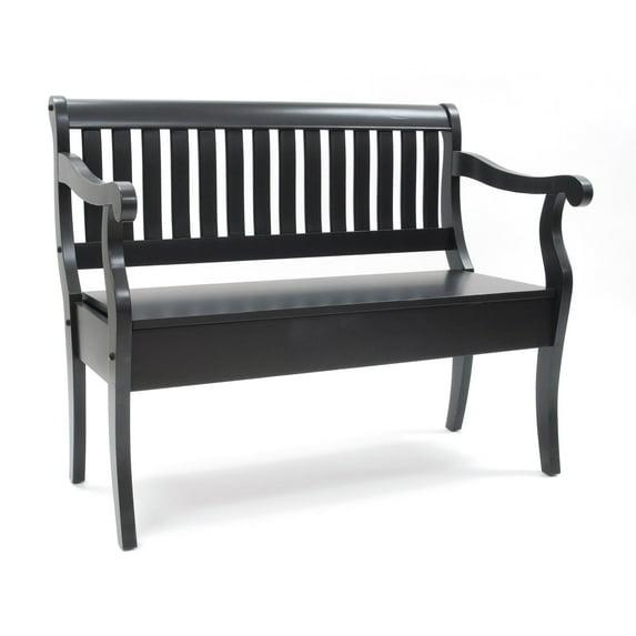 Carolina Living Martha Storage Bench Antique Black: Hardwood, Unupholstered, 2-Person Seating