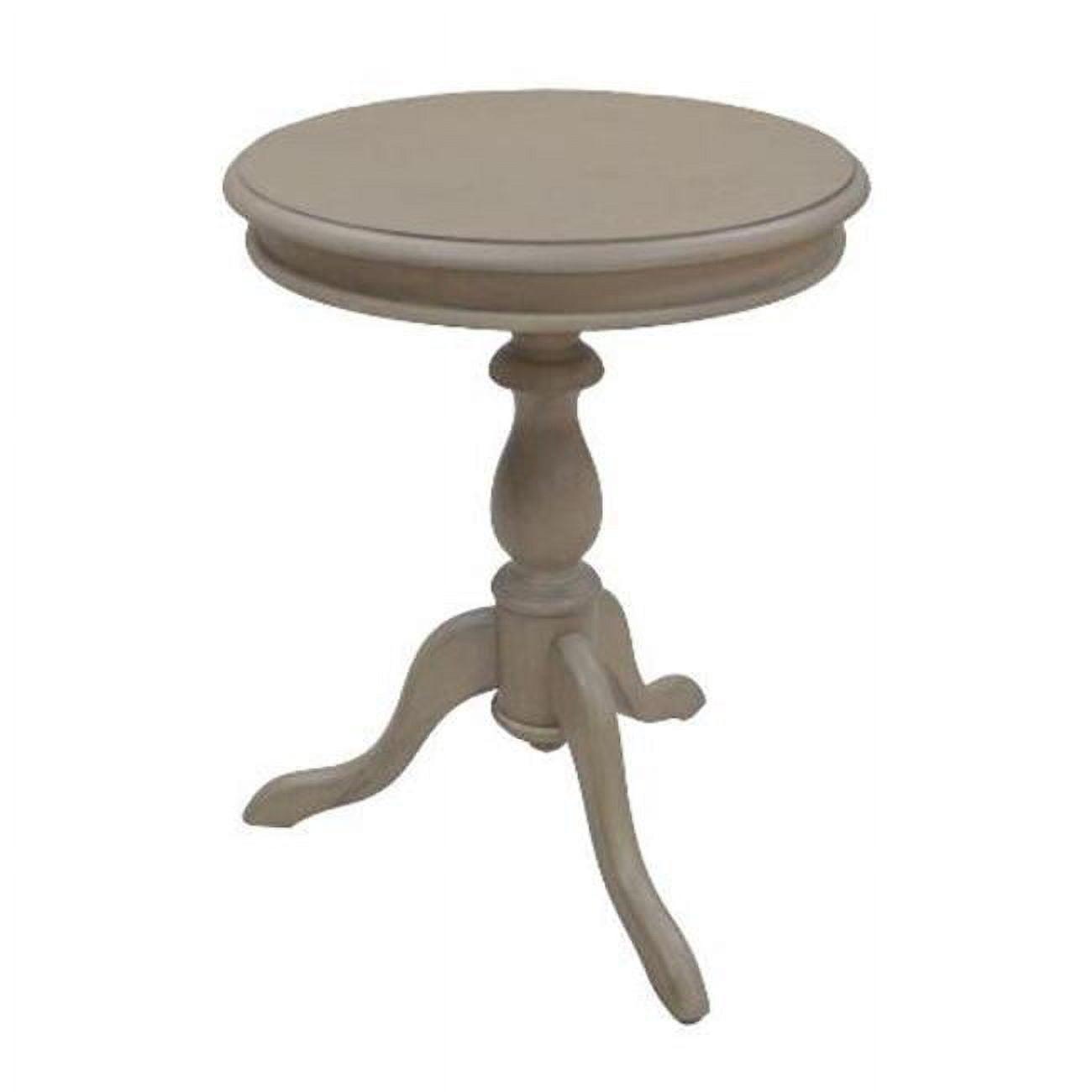 Carolina Living Paloma Accent Table - Weathered Gray and Table: Solid Wood, Round Pedestal Base, 25.25" Height
