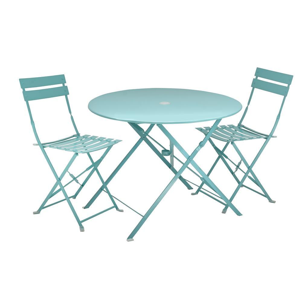 Carolina Living Bistro 30" Round Table Outdoor Set - Set of 3 - Teal