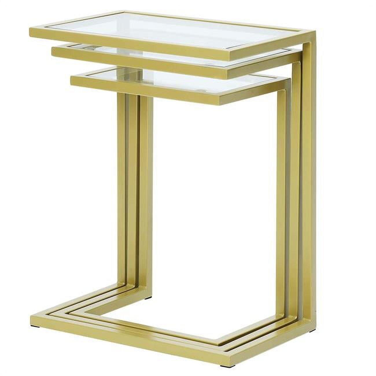 Addison Gold-Tempered Glass Modern Nesting Table Trio