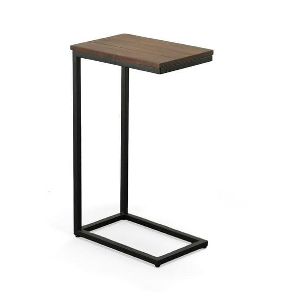 Carolina Living Fletcher C Table Chestnut/Black: Chair Side Accent, Metal Frame, Mango Wood Top