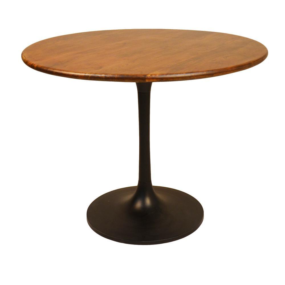 Carolina Living 40" Somerset Wood Top Round Dining Table Black: Elm Stained, Mango Wood, Pedestal Base